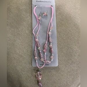 ♥️5/$20 NWT Pink Earrings & Necklace Set